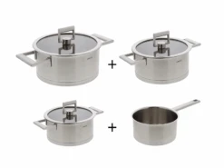 Cristel Strate Fixed Pannenset Met Glasdeksels Rvs 4-delig